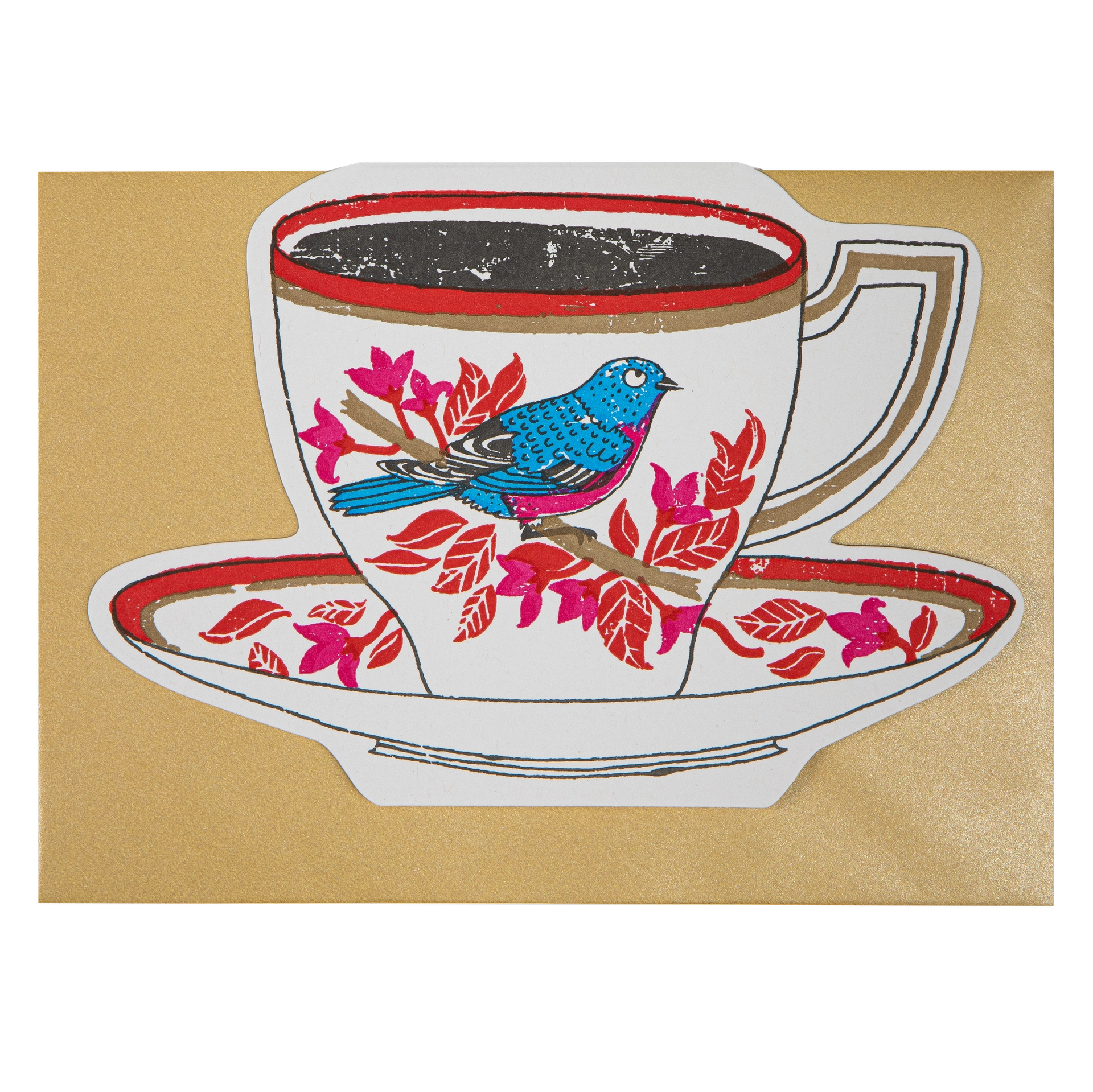 "Birdy Tea Cup" - 3D Klappkarte - Cut-Out Card von Archivist