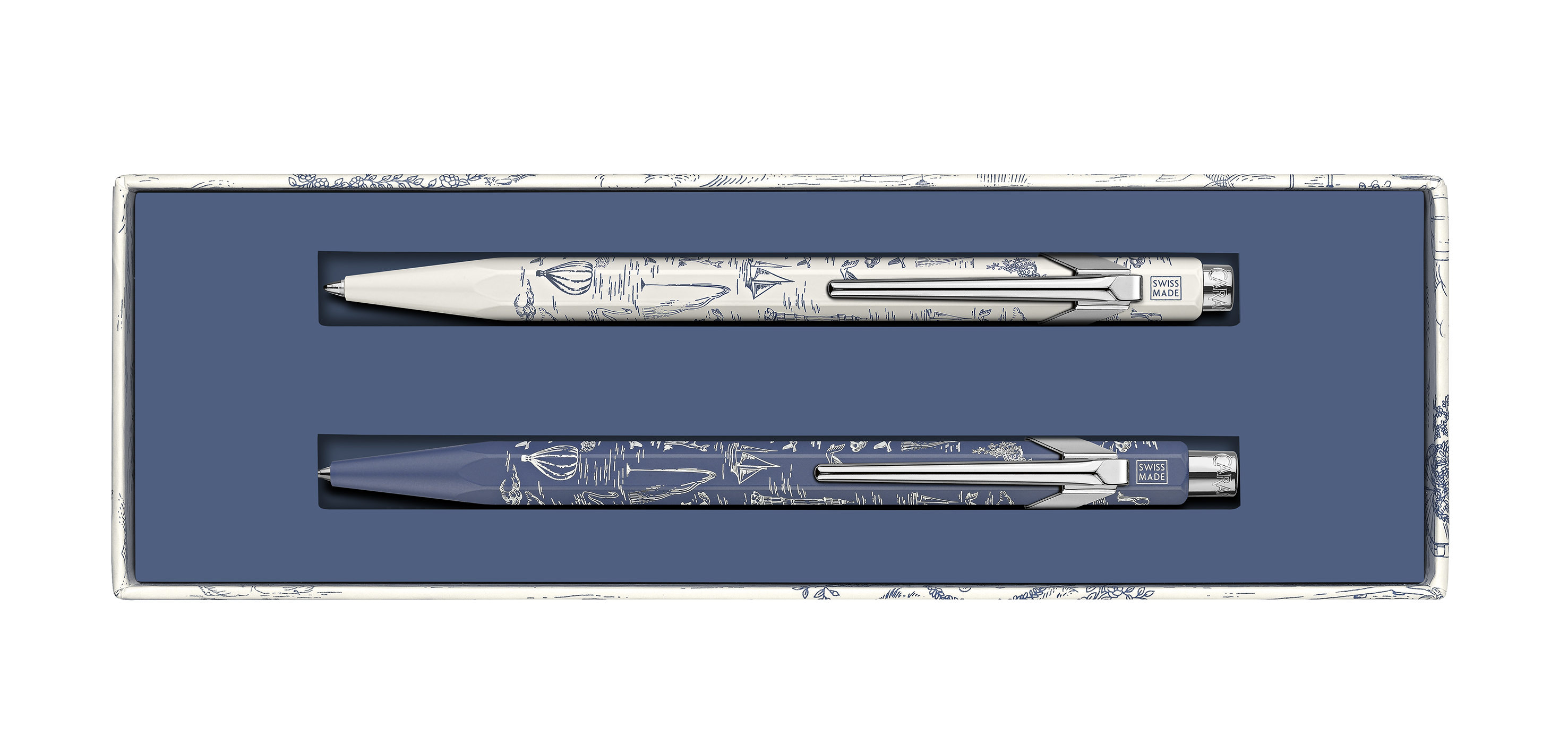 Set Kugelschreiber & Minenhalter 849™ Toile de Jouy Weiß & Blau - Sonderedition