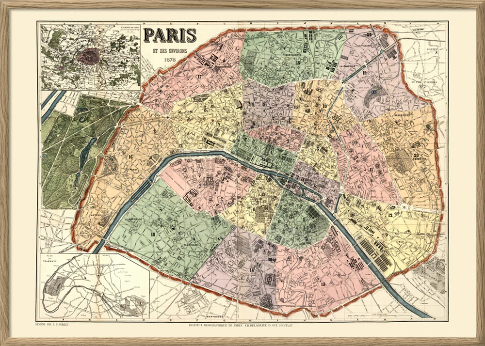 MAP OF PARIS - Dybdahl Poster Druck
