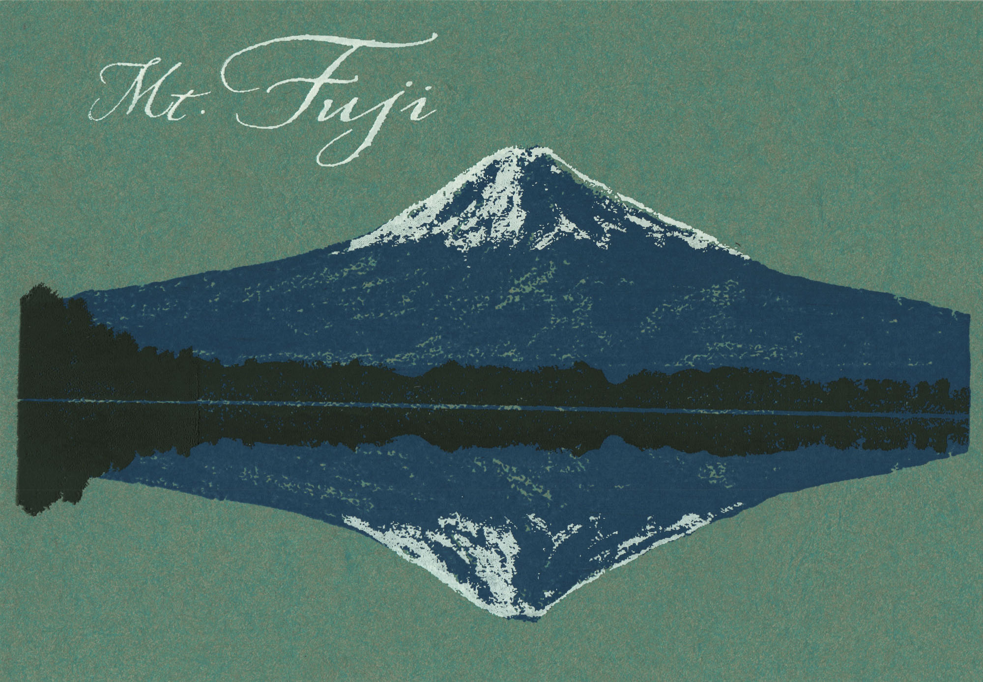 Mt. Fuji - Siebdruck Postkarte von Dimanche