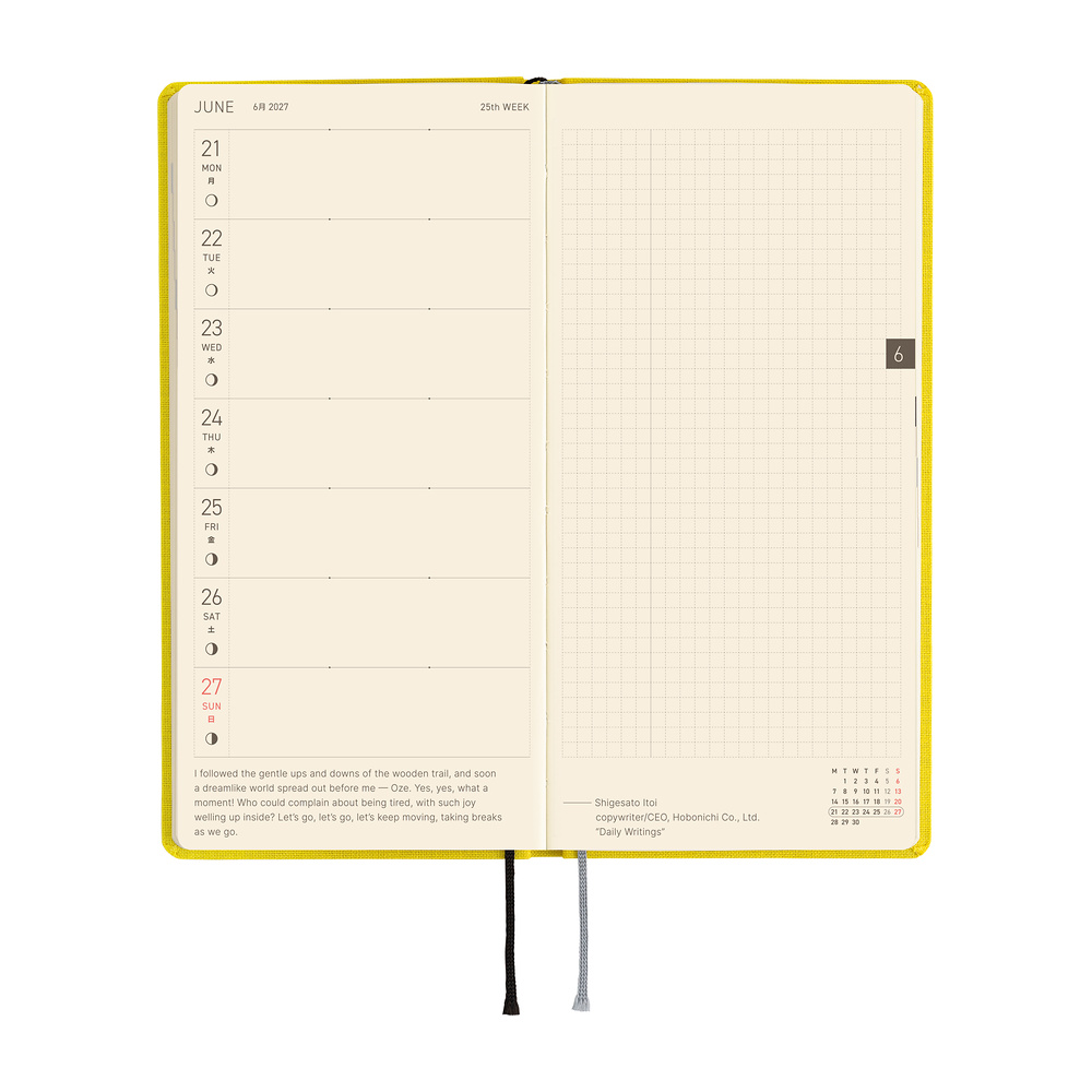 Weeks 2027 englisch – Colors: Canaria Yellow | Hobonichi