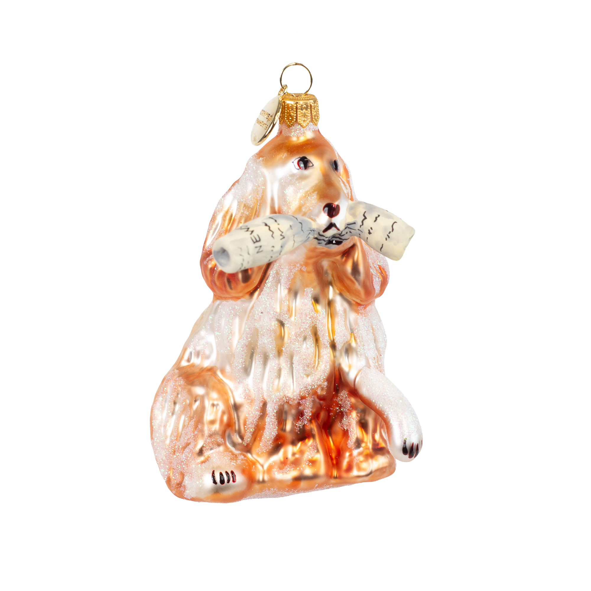 Cocker Spaniel mit Zeitung - Christbaumschmuck - Glaskunst aus Polen