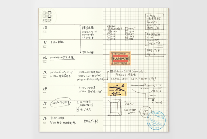 019 - freier Kalender (Wochenansicht + Memo) - TRAVELER'S Notebook Refill