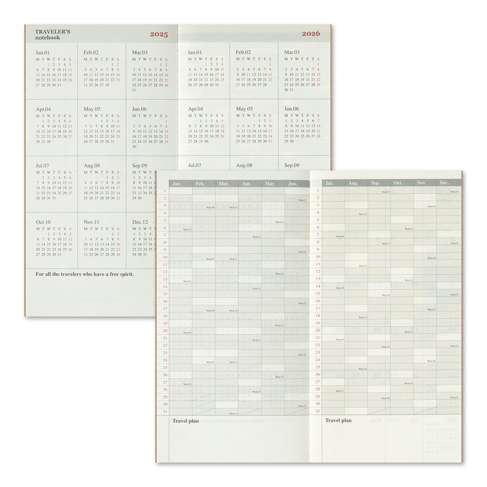 2025 Kalender (Monatsansicht) - TRAVELER'S Notebook Refill