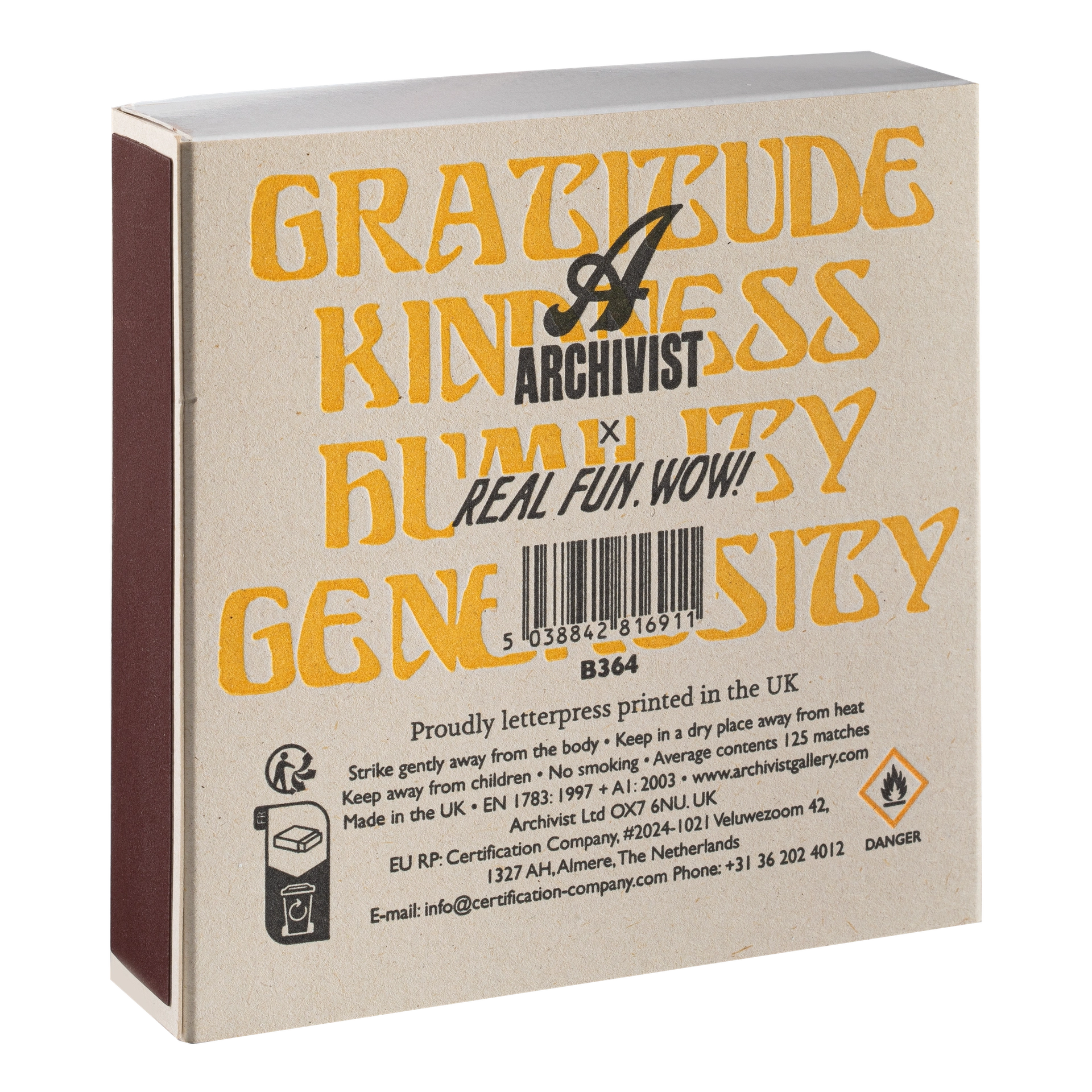 Streichhölzer "Gratitude and Kindness" - Square Matches von Archivist