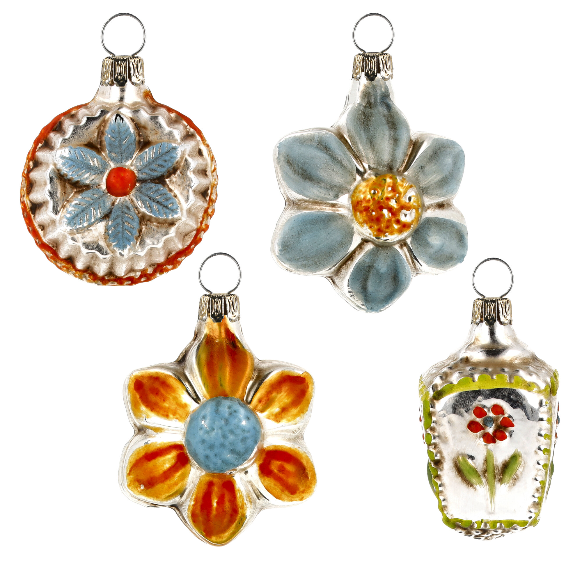 Blumenkorb - 4er Set Glasschmuck von Marolin Manufaktur aus der Kategorie Christbaumschmuck mit der Artikelnummer 2011904