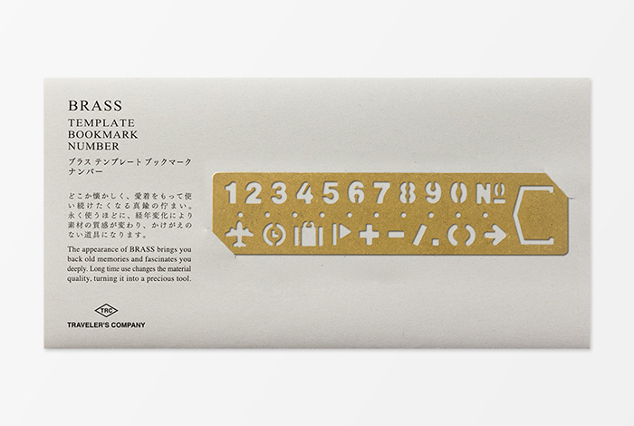 BOOKMARK Numbers - Lesezeichen und Schablone - Serie BRASS von der TRAVELER'S COMPANY JAPAN