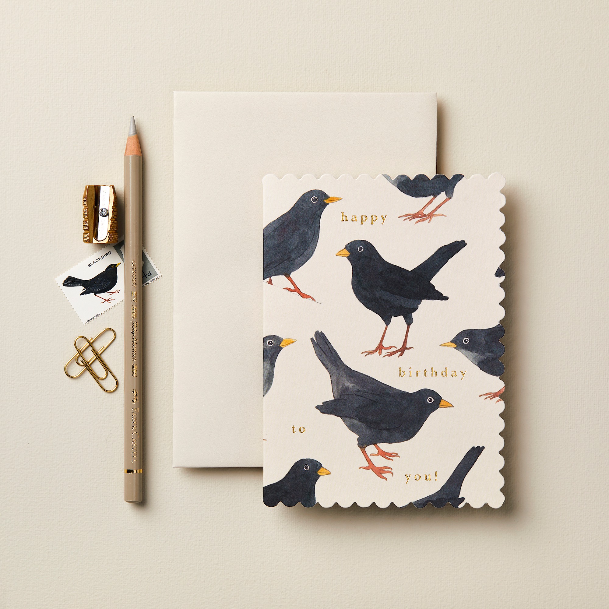 "Happy Birthday To You!" - Blackbird - Grußkarte von Wanderlust Paper Co.