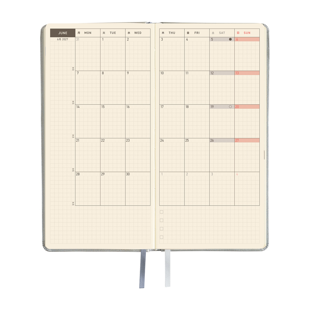 Weeks 2027 englisch – Leather: Noble Silver | Hobonichi