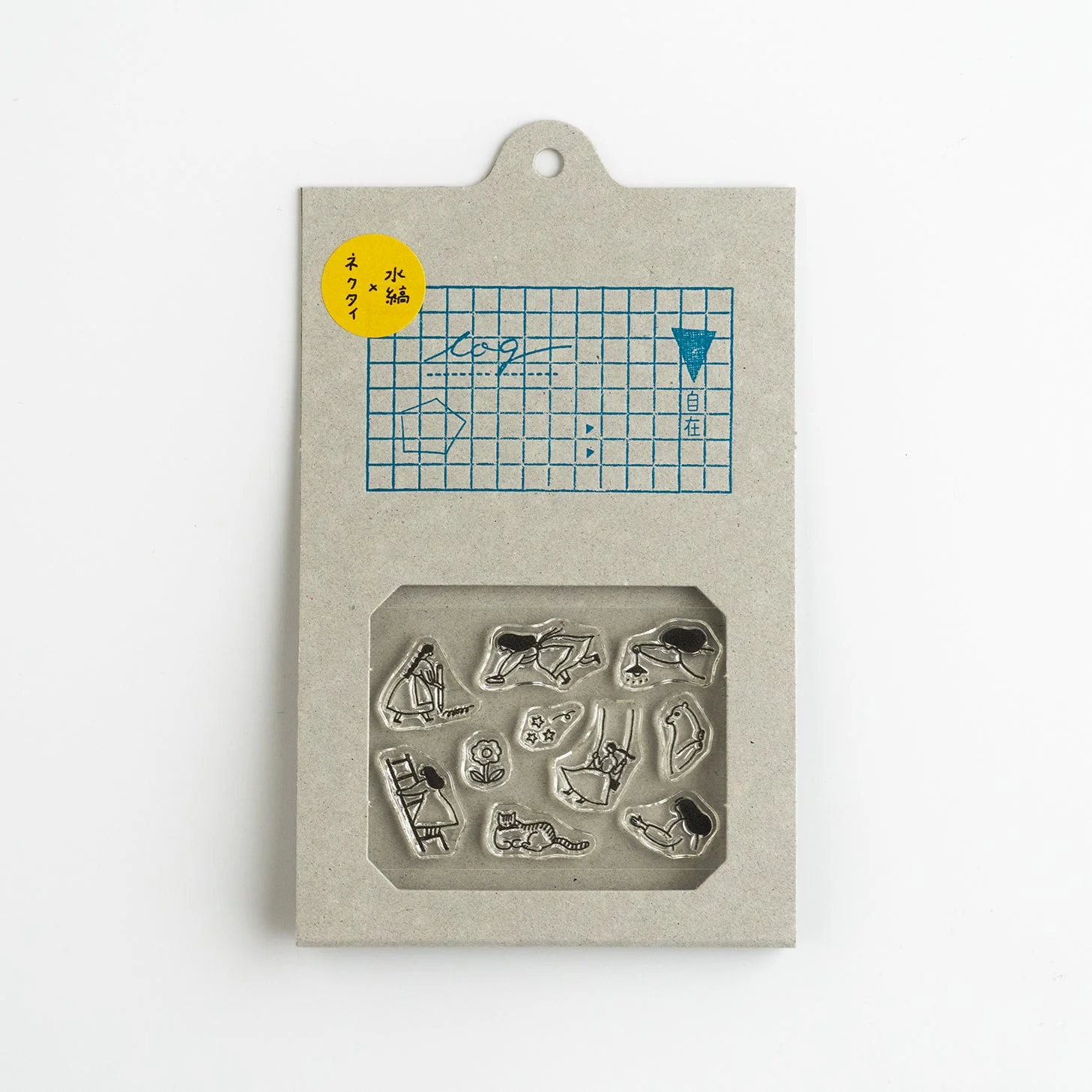 Acrylstempel Set "Jizai Hankolog Diary Promotion Team Girl" - Tie x Water Stripes x Mizushima