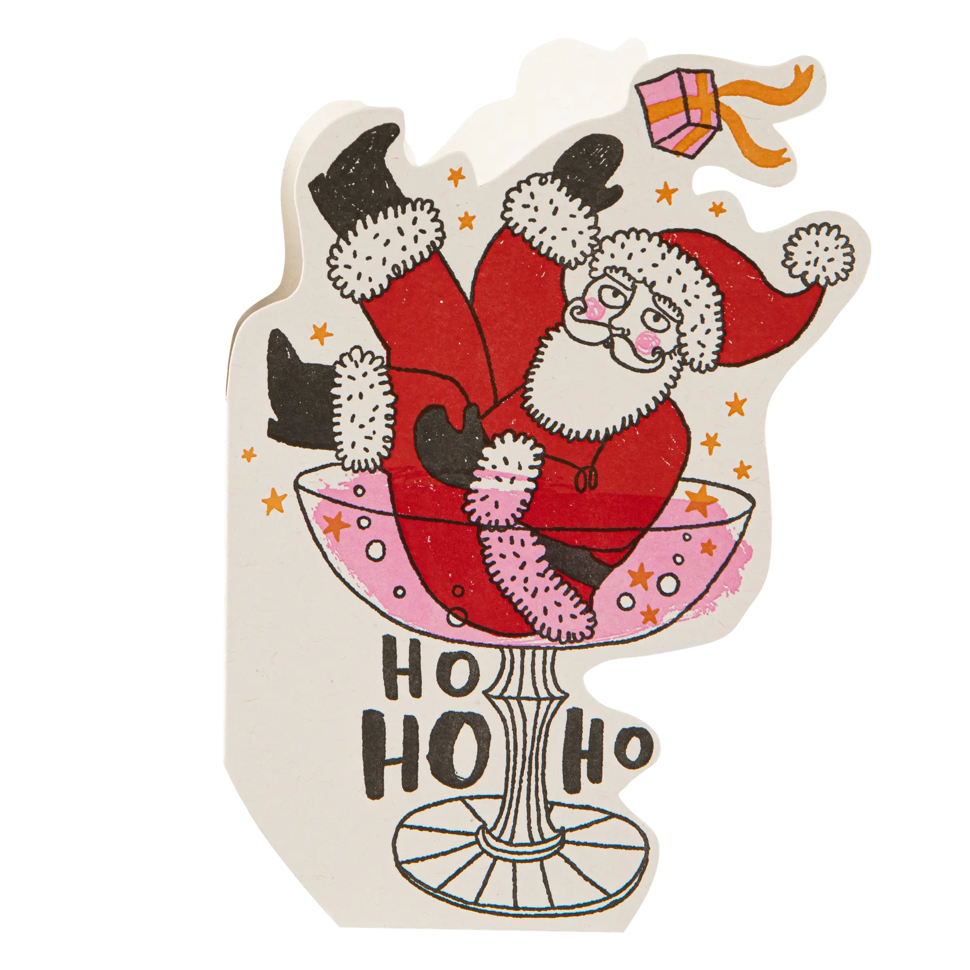 "Father Christmas Champagne" - 3D Klappkarte - Cut-Out Card von Archivist