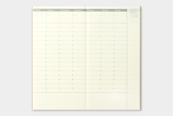 018 - freier Kalender (Wochenansicht Vertikal) - TRAVELER'S Notebook Refill-14379006-TRAVELER'S COMPANY JAPAN-Einlagen und Zubehör für Größe "Regular" 018 - freier Kalender (Wochenansicht Vertikal) - TRAVELER'S Notebook Refill von TRAVELER'S COMPANY JAPAN aus der Kategorie Einlagen und Zubehör für Größe "Regular" mit der Artikelnummer 14379006