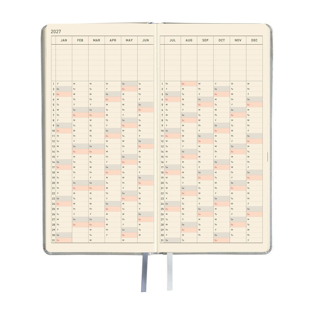 Weeks 2027 englisch – Leather: Noble Silver | Hobonichi
