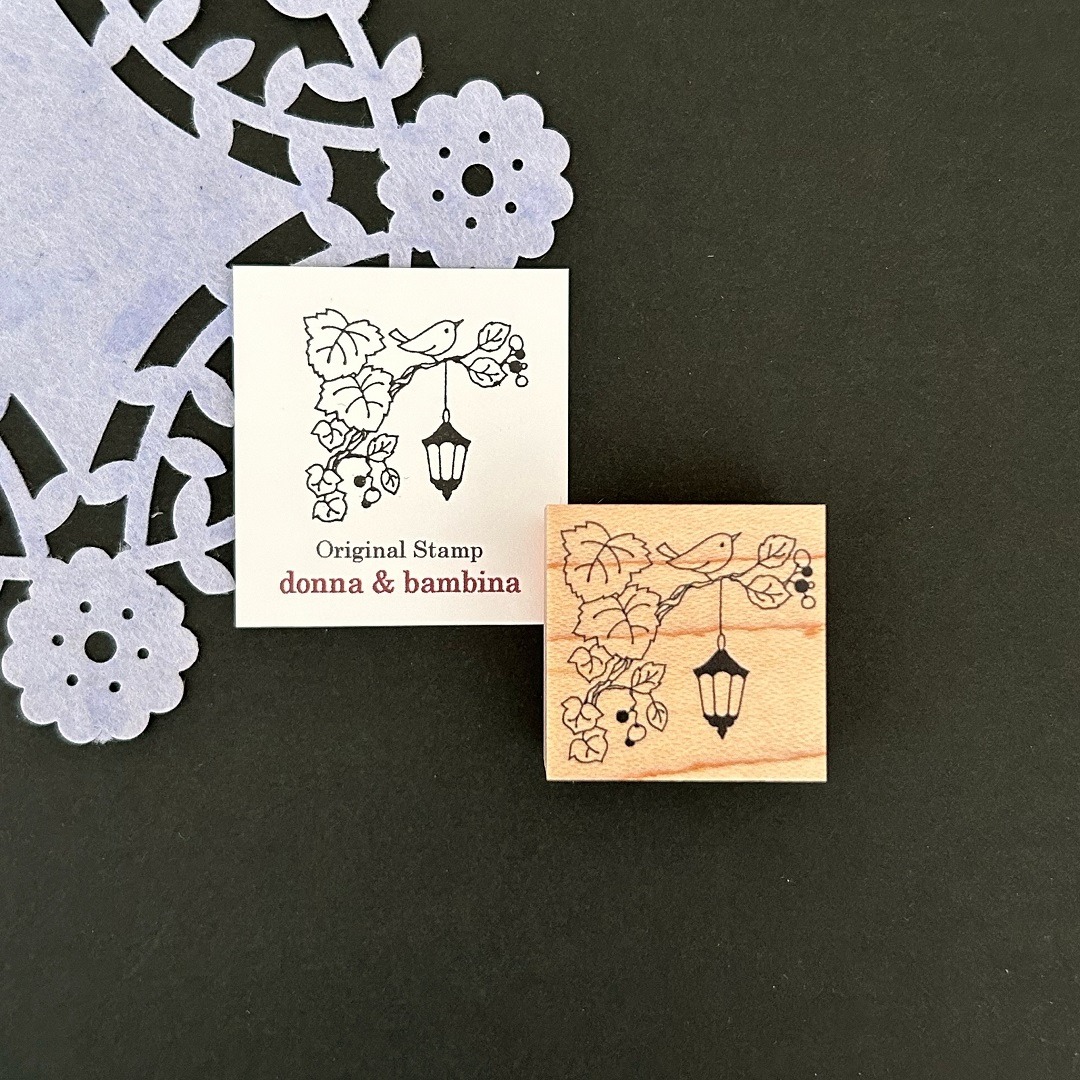 "Lantern and bird" - donna&bambina - Japanischer Stempel