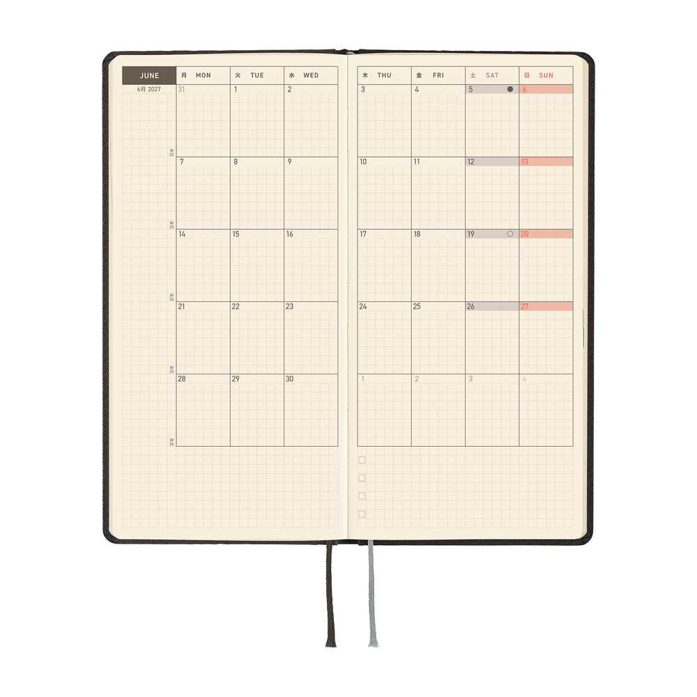 Weeks 2027 englisch – Paper Series: Black Argyle | Hobonichi