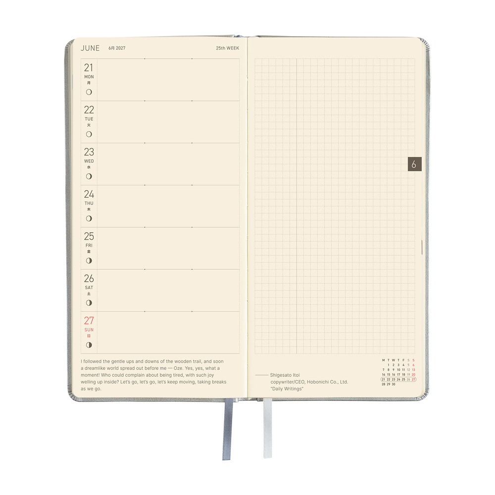 Weeks 2027 englisch – Leather: Noble Silver | Hobonichi