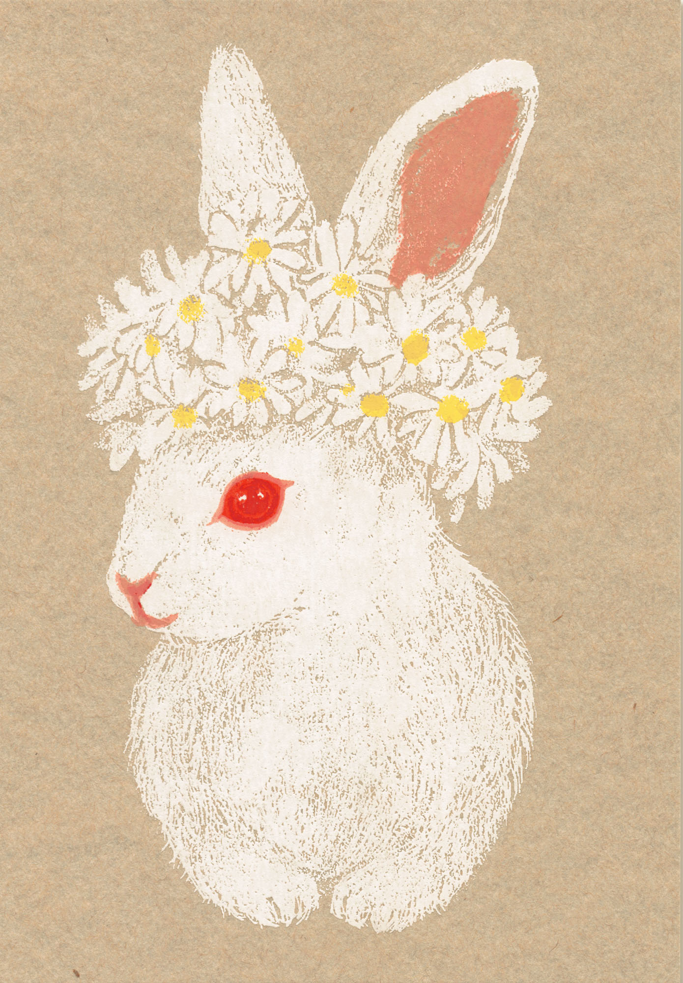 Festlicher Hase - Siebdruck Postkarte von Dimanche Festlicher Hase - Siebdruck Postkarte von Dimanche