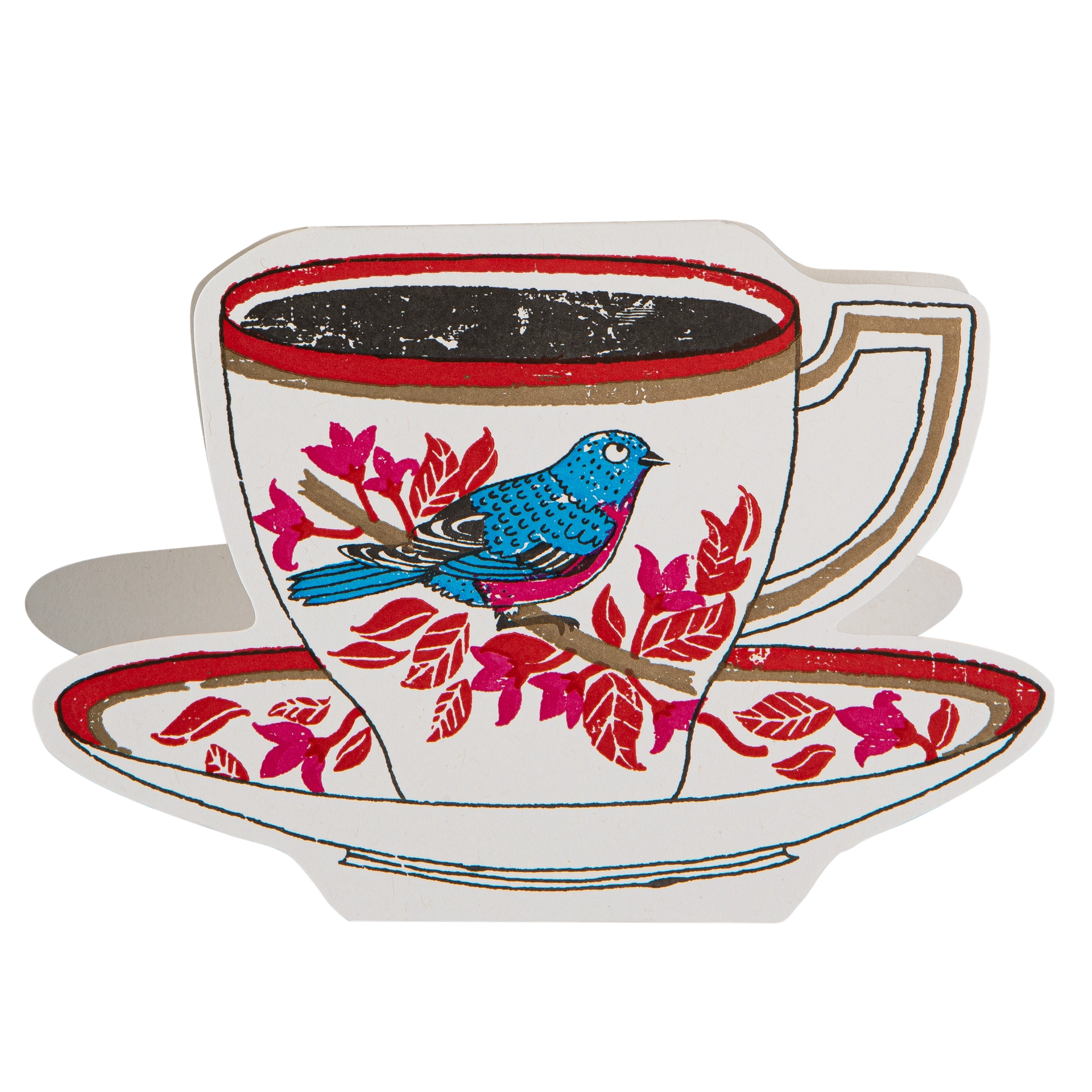 "Birdy Tea Cup" - 3D Klappkarte - Cut-Out Card von Archivist