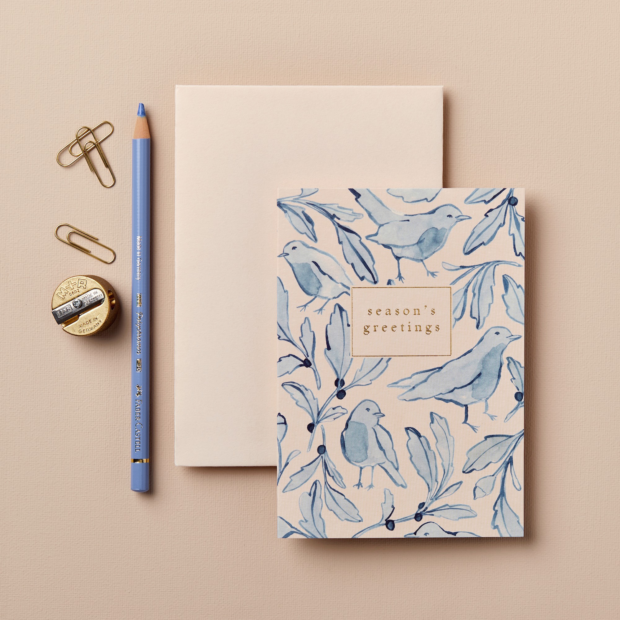 "Season's Greetings" - Blue Robin - Grußkarte von Wanderlust Paper Co.