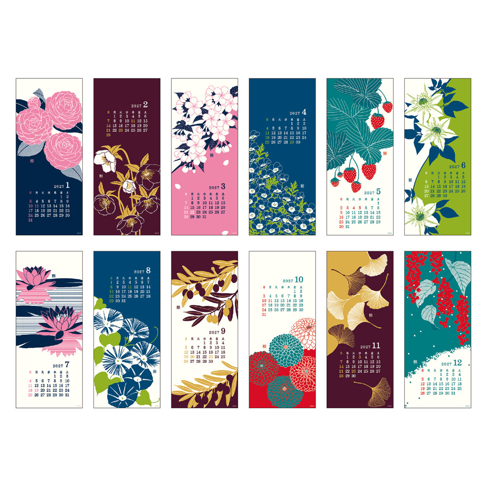 Midori Wandkalender 2027 - Echizen Washi L Flower