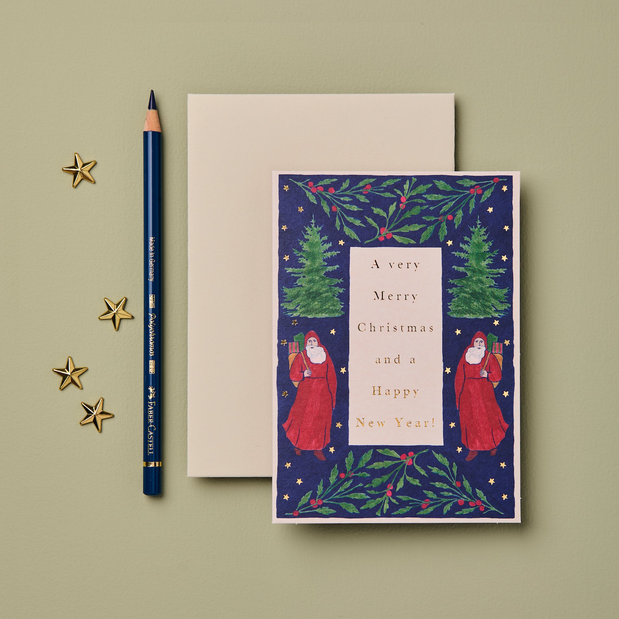 "Merry Christmas" - Festive Border - Grußkarte von Wanderlust Paper Co.