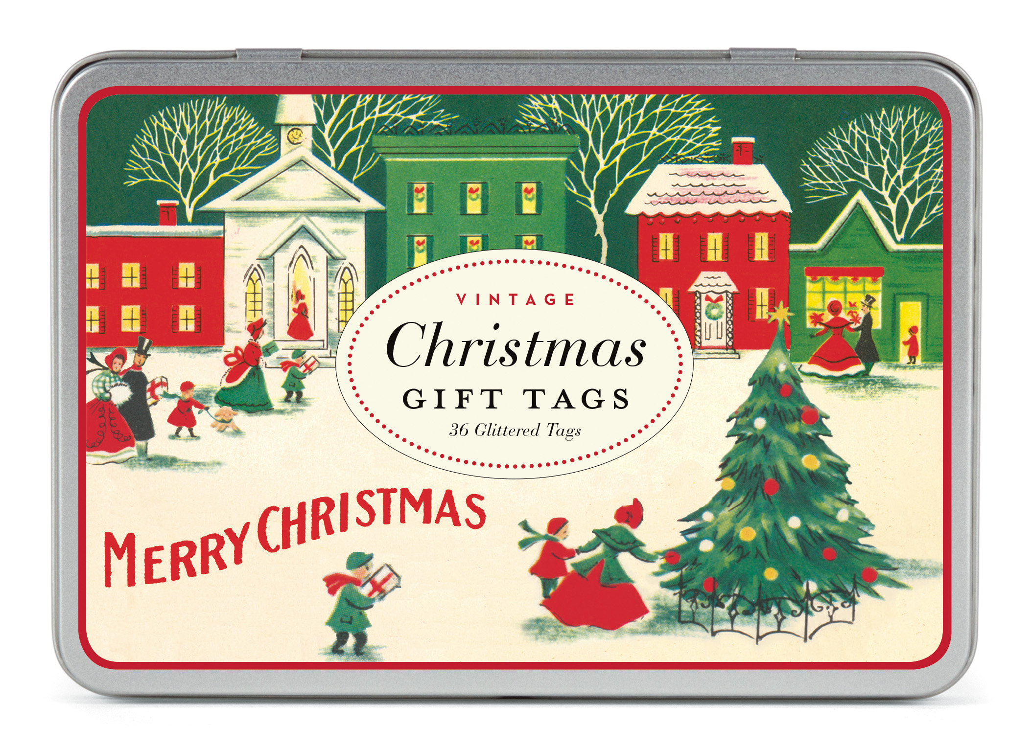Vintage Snowy Christmas Glitter Gift Tags - Cavallini Vintage Snowy Christmas Glitter Gift Tags - Cavallini