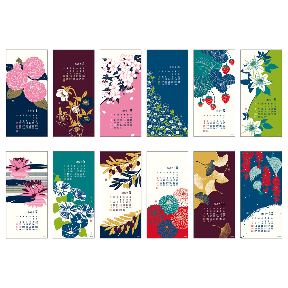 Midori Wandkalender 2027 - Echizen Washi S Flower