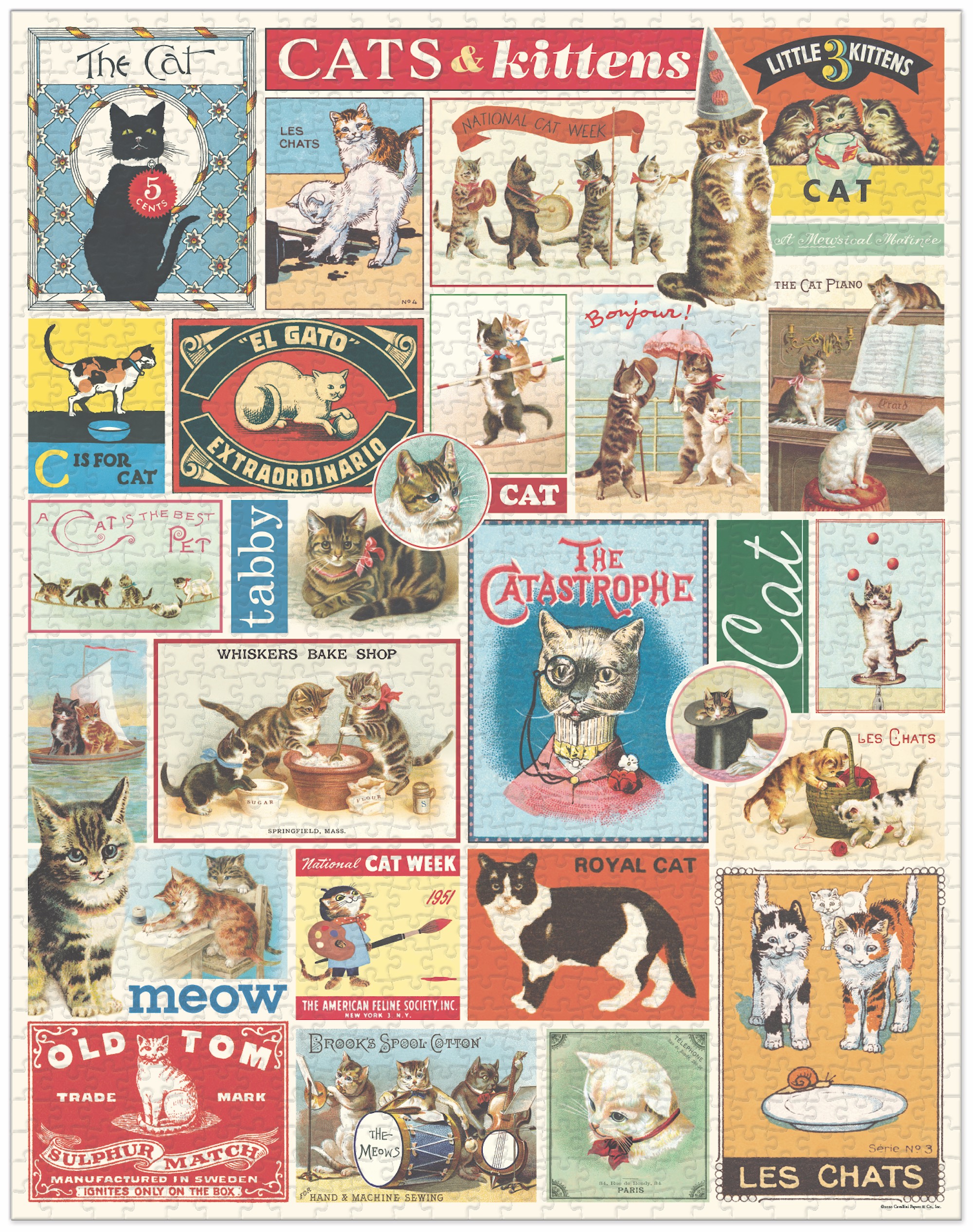 Cats & Kittens - Vintage Puzzle von Cavallini - 1.000 Teile Cats & Kittens - Vintage Puzzle von Cavallini - 1.000 Teile