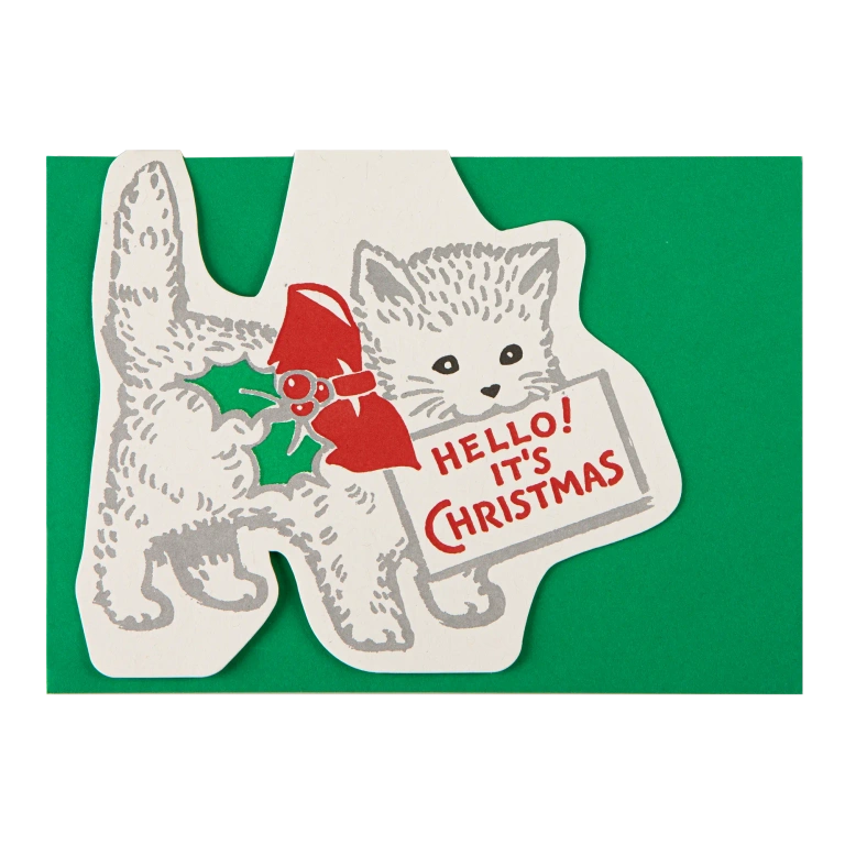 "Christmas Cat" - 3D Klappkarte - Cut-Out Card von Archivist