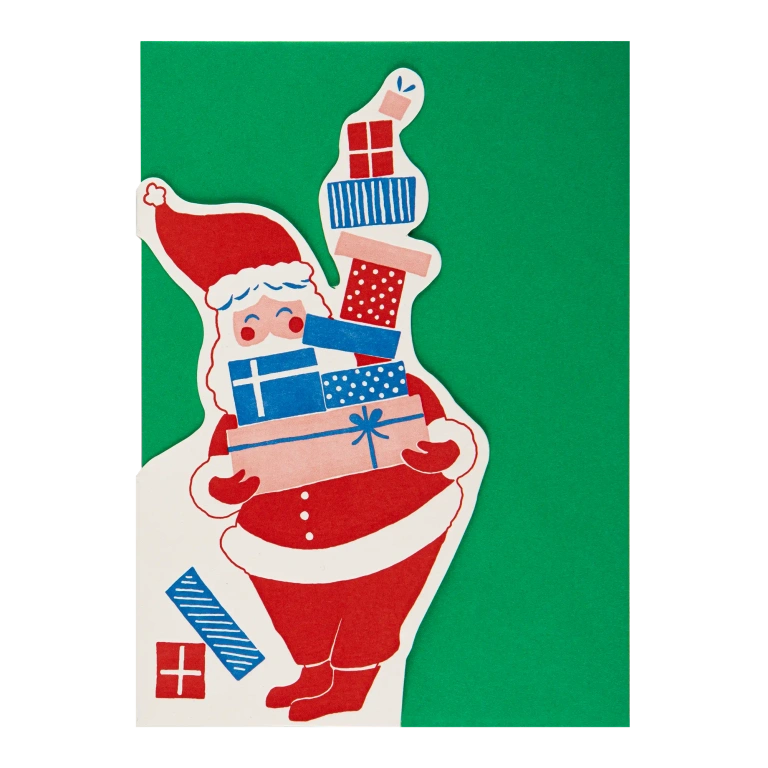 "Father Christmas and Presents" - 3D Klappkarte - Cut-Out Card von Archivist
