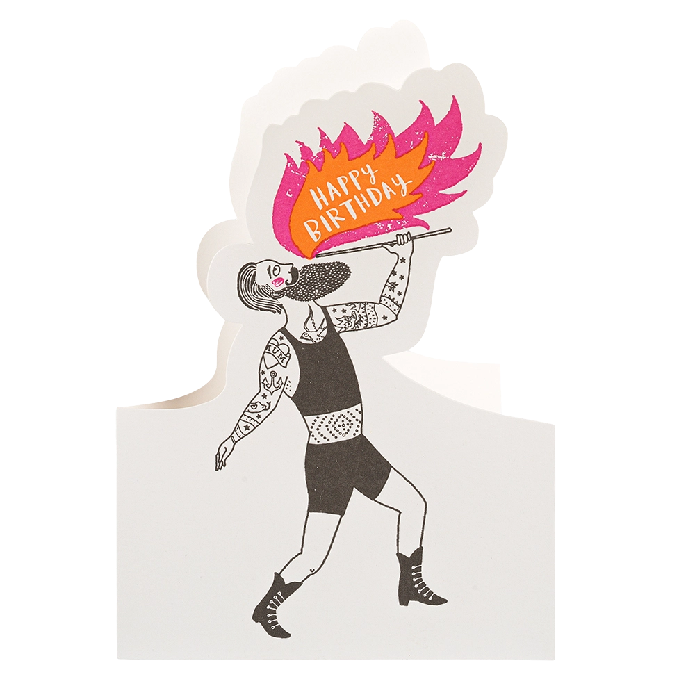 "Happy Birthday Fire Breather" - 3D Klappkarte - Cut-Out Card von Archivist