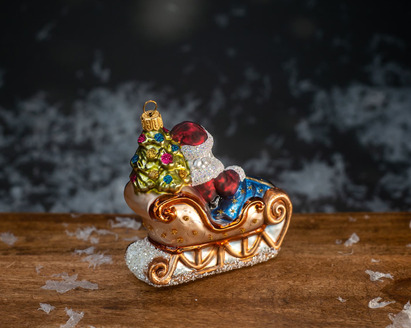 Weihnachtsmann auf Schlitten - Christbaumschmuck aus Glas-2007.03-Hanco-Christbaumschmuck Weihnachtsmann auf Schlitten - Christbaumschmuck aus Glas von Hanco aus der Kategorie Christbaumschmuck mit der Artikelnummer 2007.03