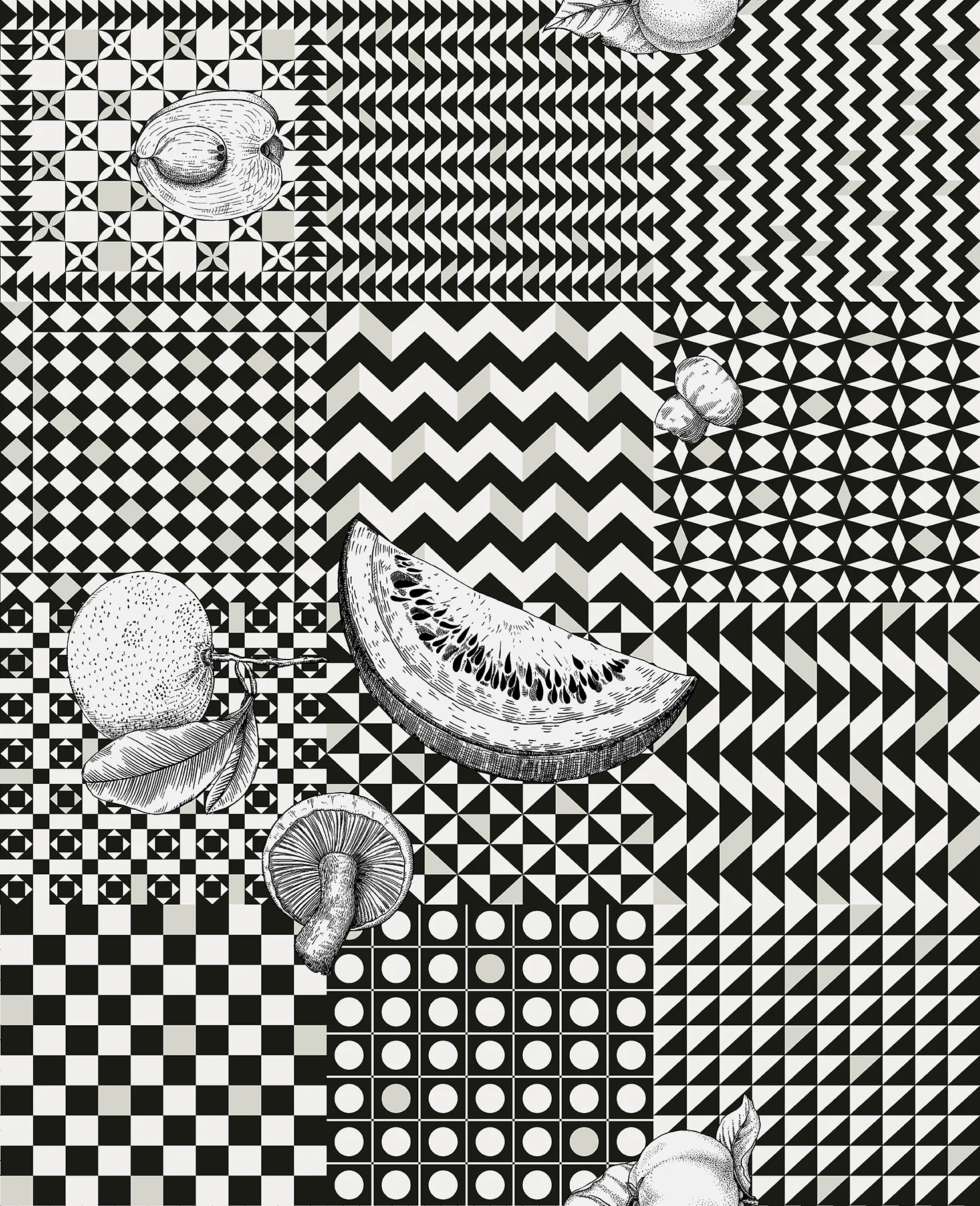 Frutta e Geometrico Tapete - 123/6030 - Black & White - Cole&Son - Fornasetti Senza Tempo II-123-6030-Cole&Son-Fornasetti Senza Tempo II Frutta e Geometrico Tapete - 123/6030 - Black & White - Cole&Son - Fornasetti Senza Tempo II von Cole&Son aus der Kategorie Fornasetti Senza Tempo II mit der Artikelnummer 123-6030