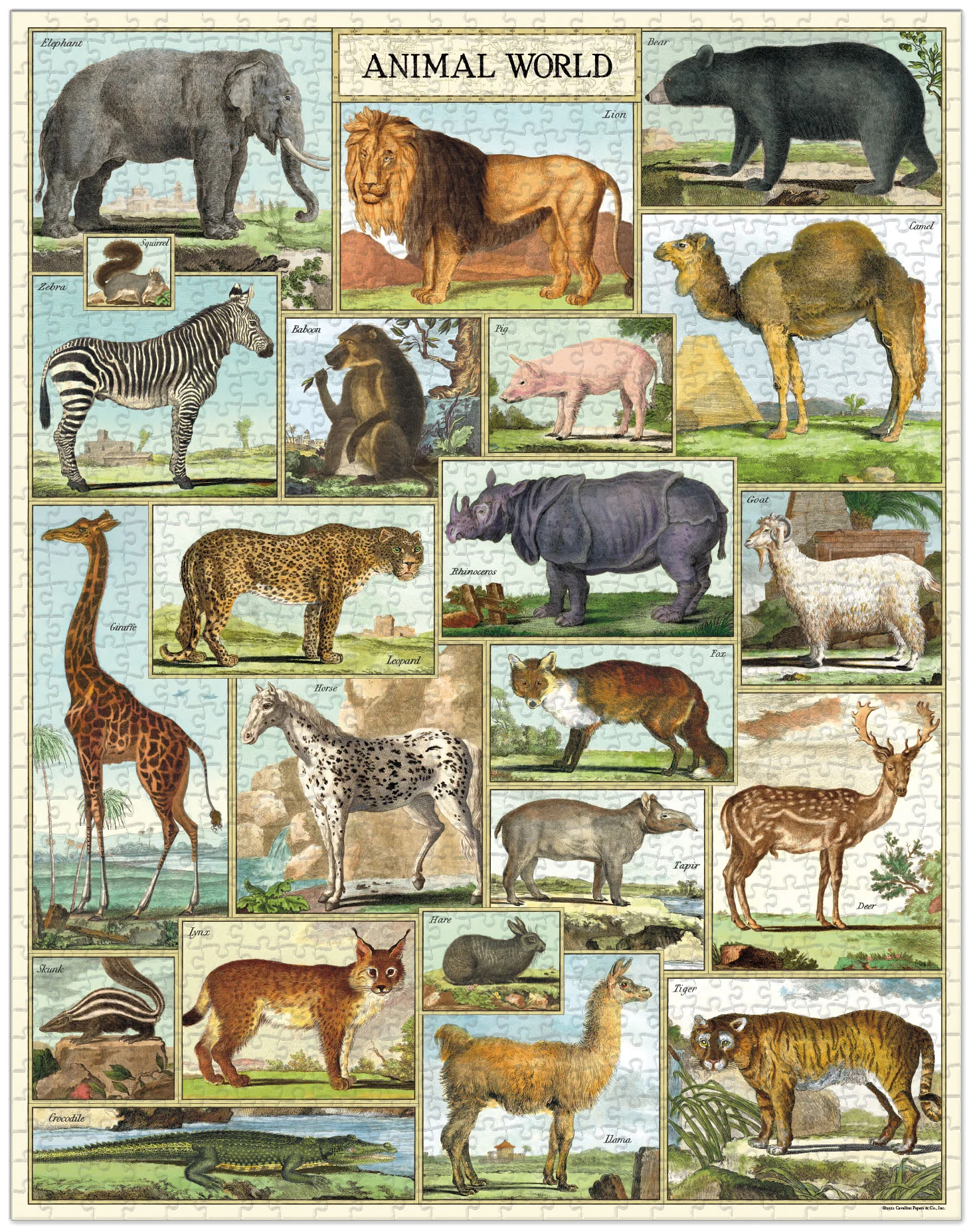 Animal World - Vintage Puzzle von Cavallini - 1.000 Teile Animal World - Vintage Puzzle von Cavallini - 1.000 Teile