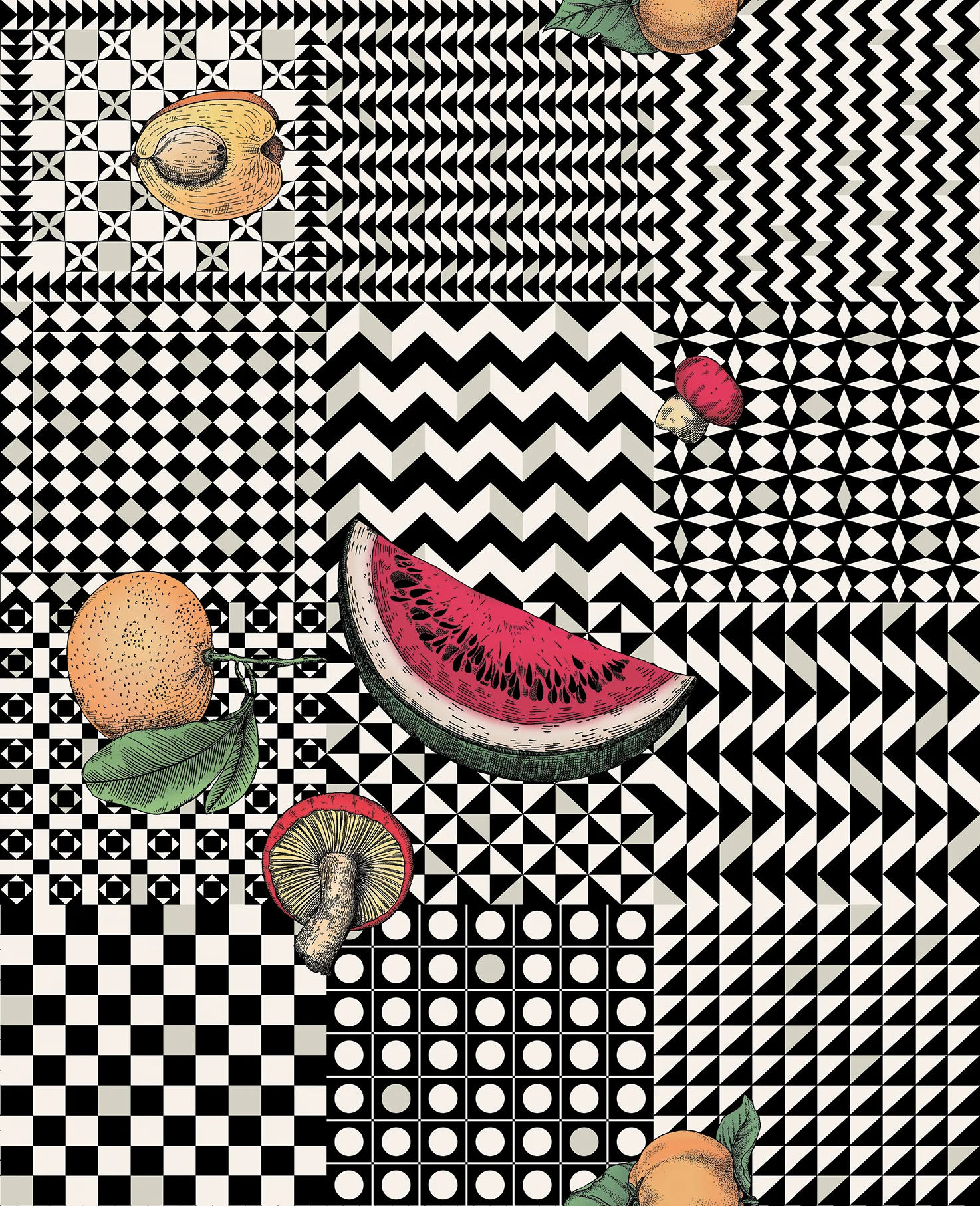 Frutta e Geometrico Tapete - 123/6027 - Black, White & Multi - Cole&Son - Fornasetti Senza Tempo II-123-6027-Cole&Son-Fornasetti Senza Tempo II Frutta e Geometrico Tapete - 123/6027 - Black, White & Multi - Cole&Son - Fornasetti Senza Tempo II von Cole&Son aus der Kategorie Fornasetti Senza Tempo II mit der Artikelnummer 123-6027