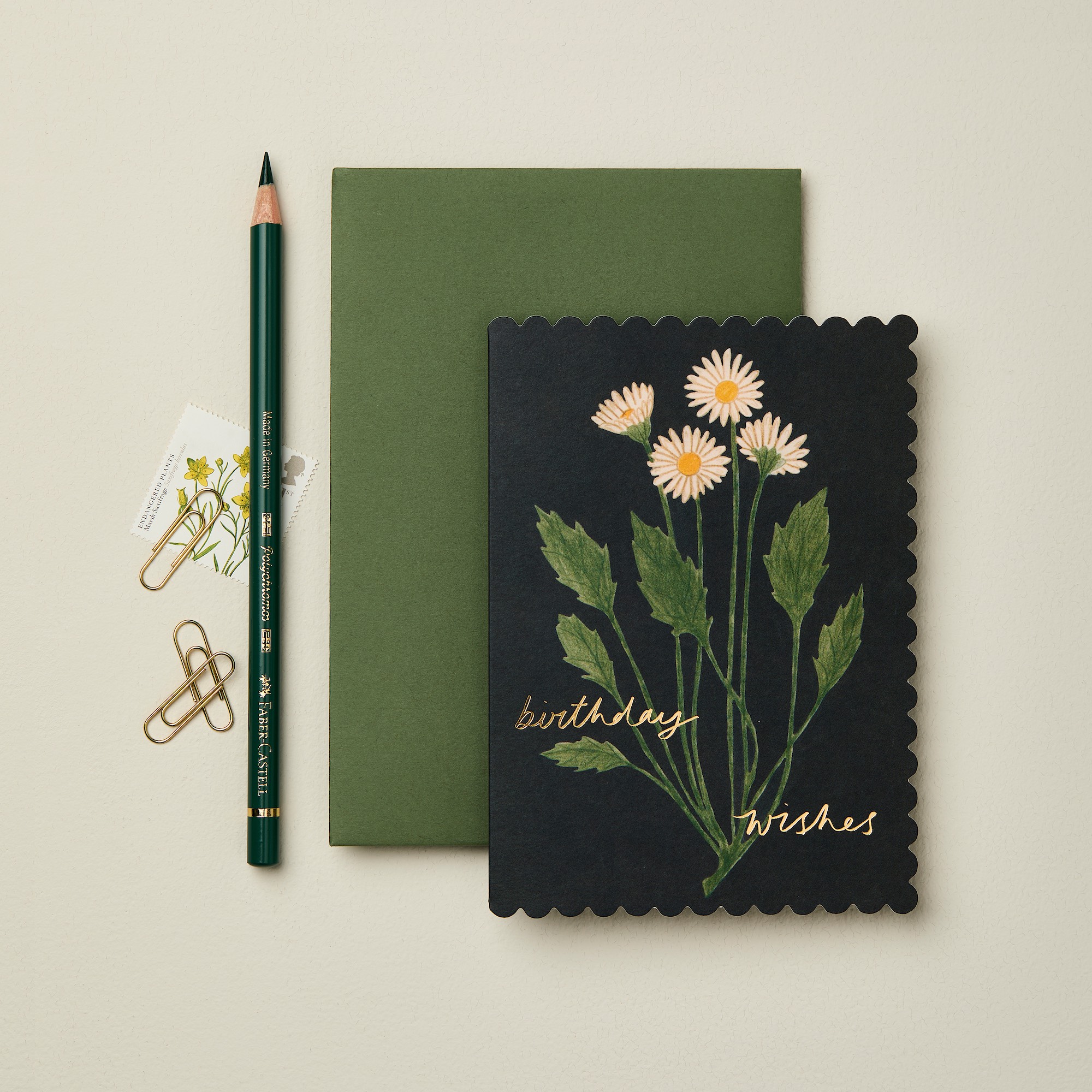 "Birthday Wishes" - Botanical Daisy - Grußkarte von Wanderlust Paper Co.