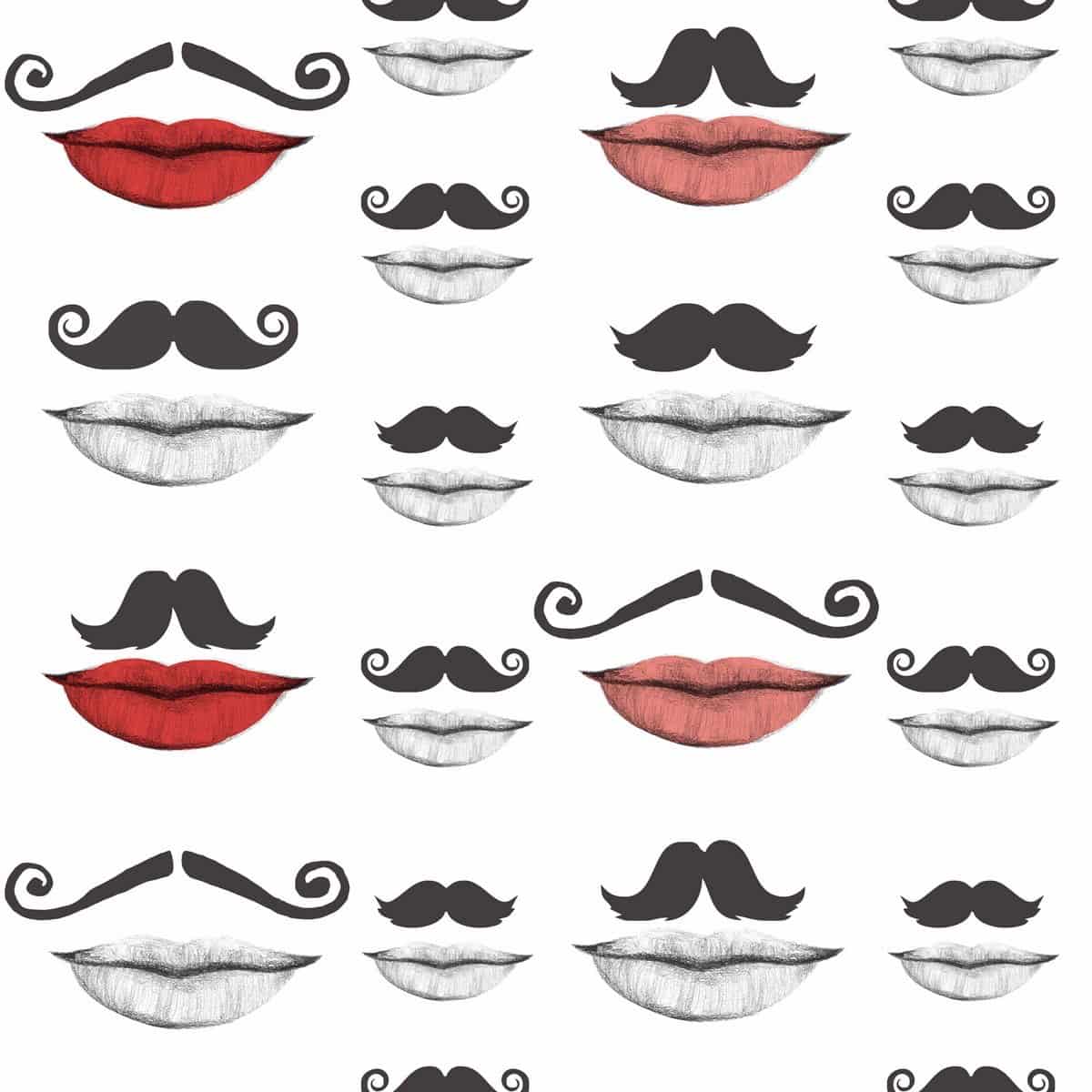 Tapete MOUSTACHE AND LIPS von MINDTHEGAP aus der Kategorie MIND THE GAP mit der Artikelnummer WP20084