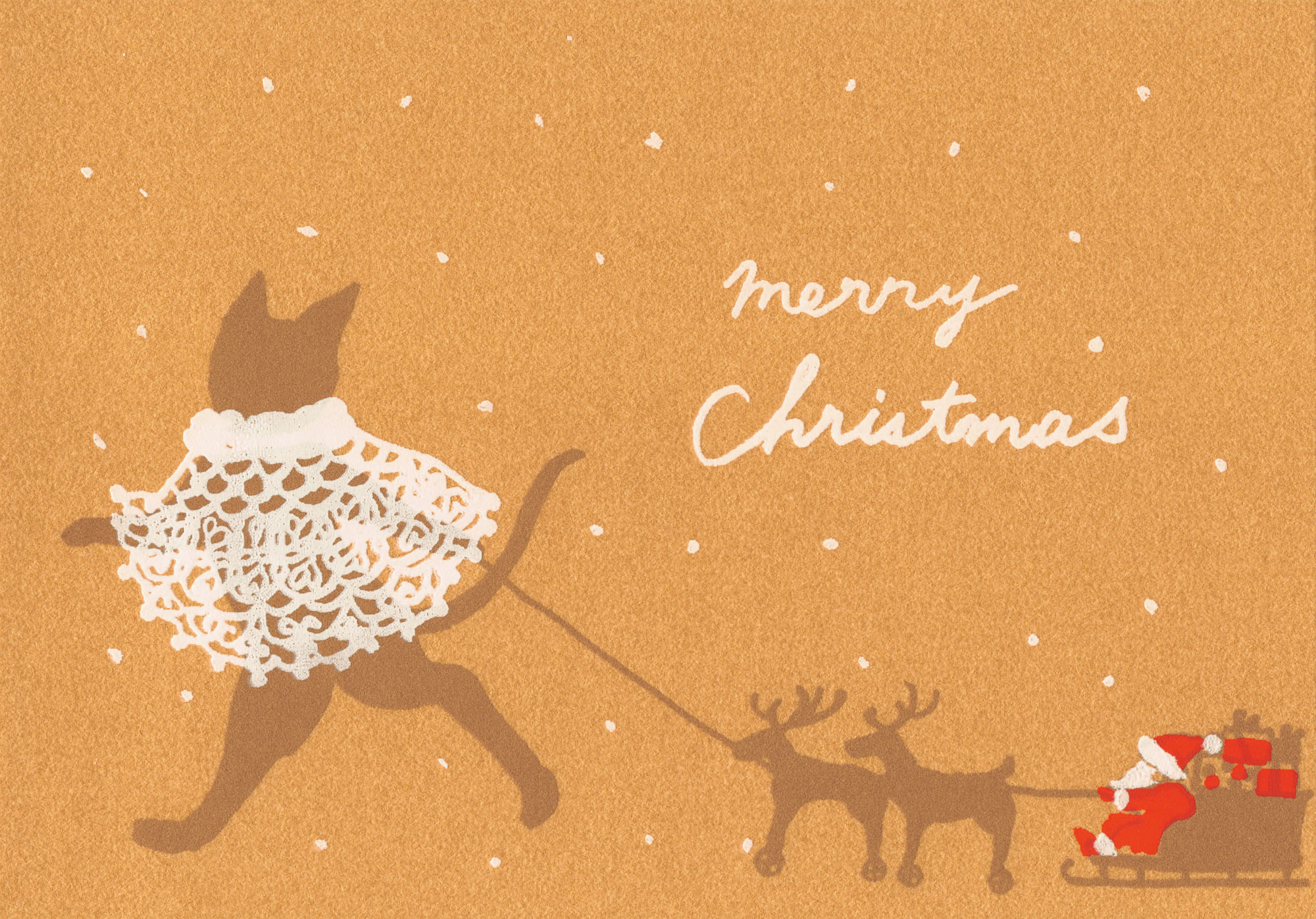 "Merry Christmas" - Katzenschlitten - Siebdruck Postkarte von Dimanche "Merry Christmas" - Katzenschlitten - Siebdruck Postkarte von Dimanche