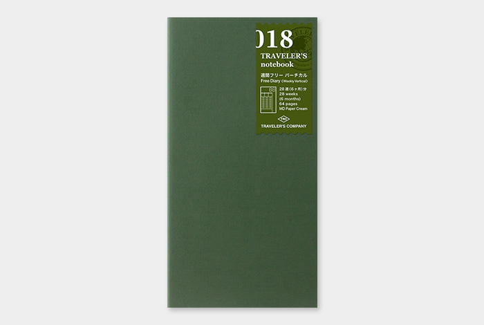 018 - freier Kalender (Wochenansicht Vertikal) - TRAVELER'S Notebook Refill