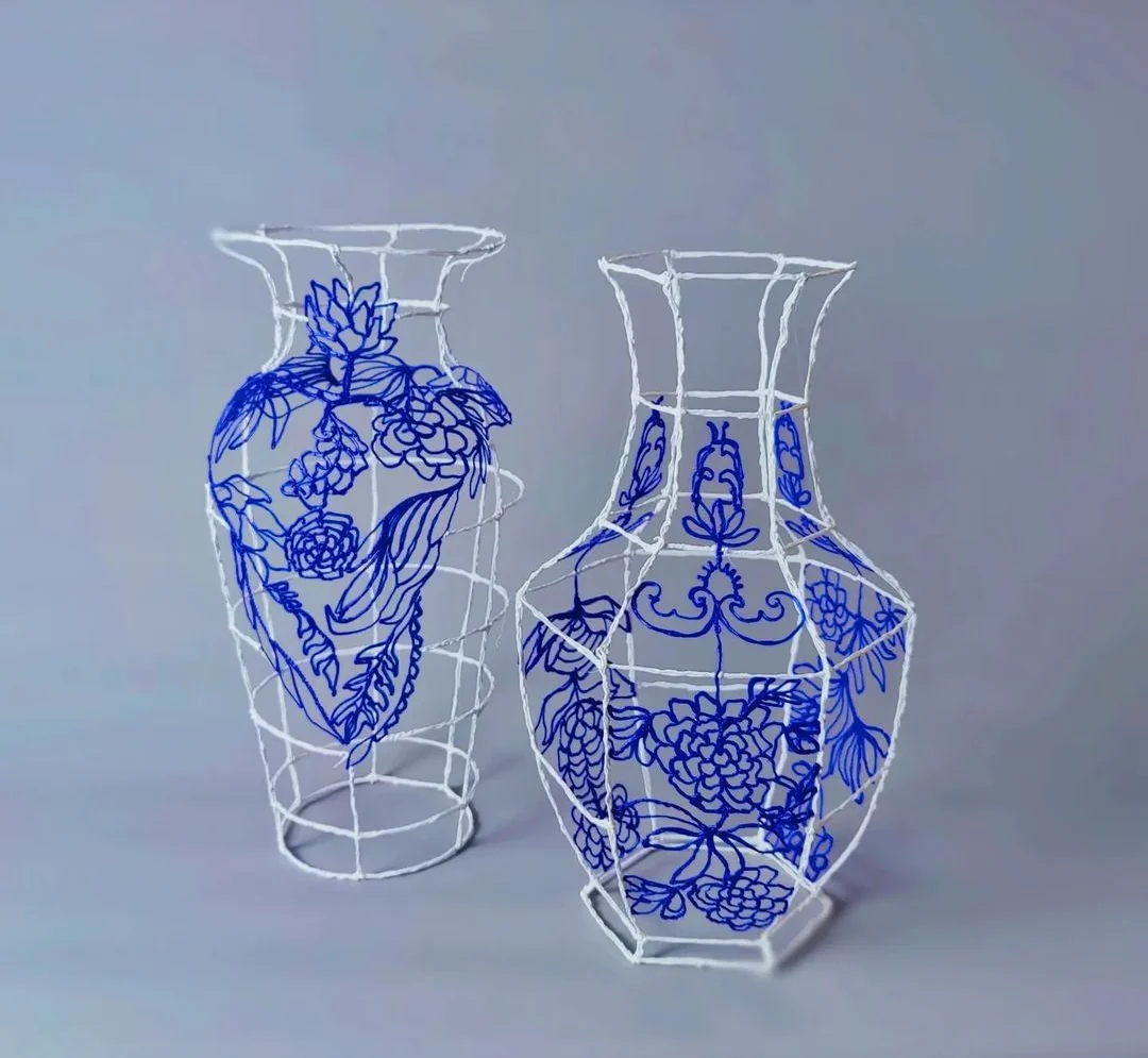 Set VASE I & II - DELFTS BLAUW von Iris Lucia Design aus der Kategorie Vasen mit der Artikelnummer ILD-SET