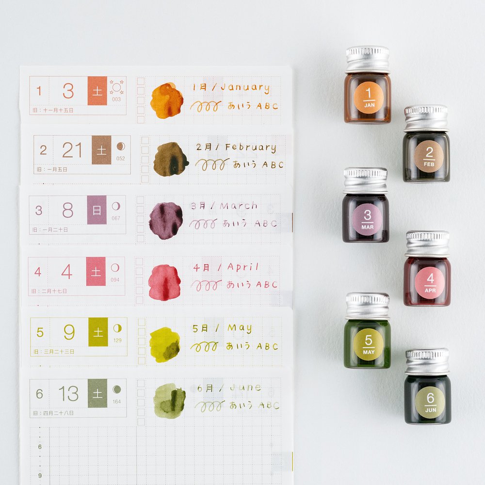 Mini-Tintenset – Kakimori x TSUKI no IRO: Jan–Jun | Hobonichi