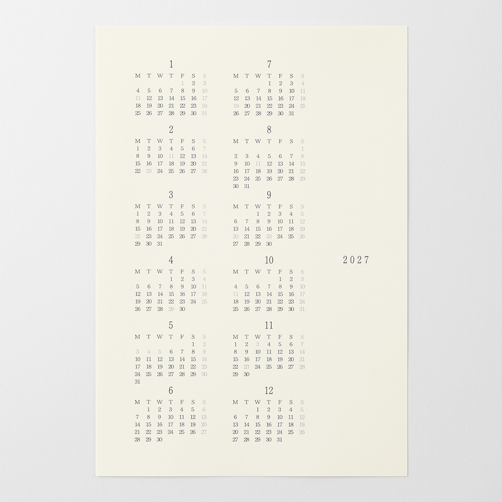MD Kalenderaufkleber - Diary Sticker 2027 - L