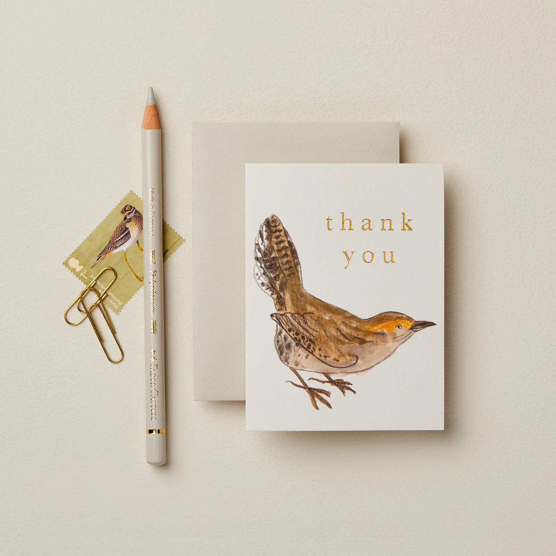 "Thank You" - Zaunkönig - Mini Grußkarte von Wanderlust Paper Co.