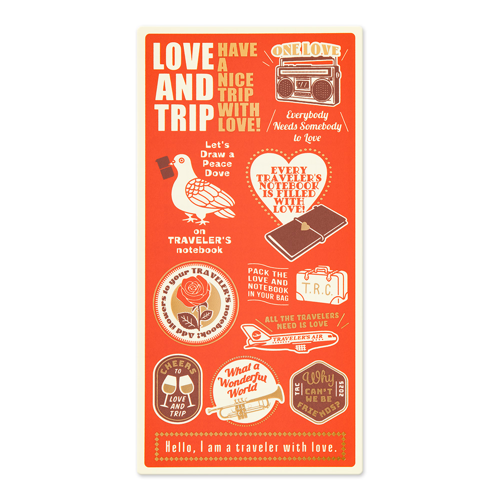 2025 Plastic Sheet "Love and Trip" - Regular von TRAVELER'S COMPANY JAPAN aus der Kategorie Einlagen und Zubehör für Größe "Regular" mit der Artikelnummer 40237006