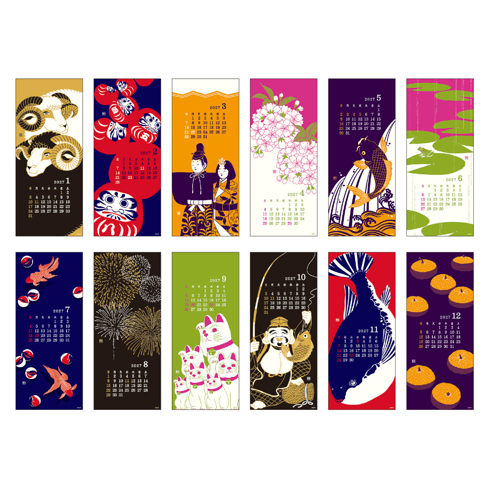 Midori Wandkalender 2027 - Echizen Washi L Seasonal Tradition