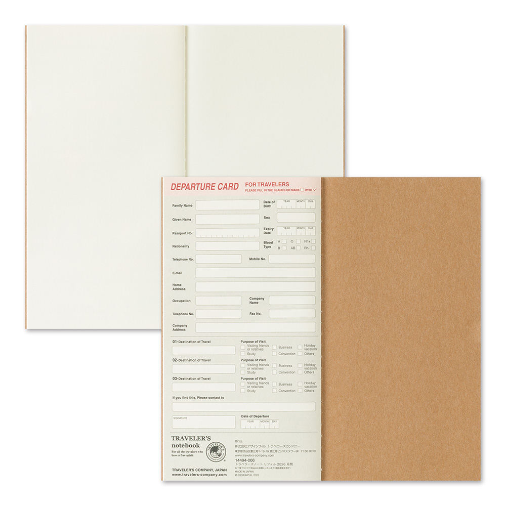 2026 Kalender (Monatsansicht) - The Traveler's Spirit - TRAVELER'S Notebook Refill