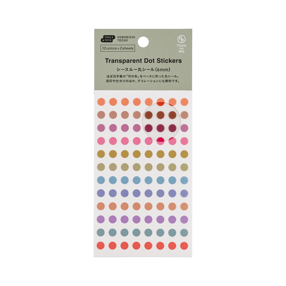 Punkt-Sticker transparent – TSUKI no IRO: 6 mm | Hobonichi