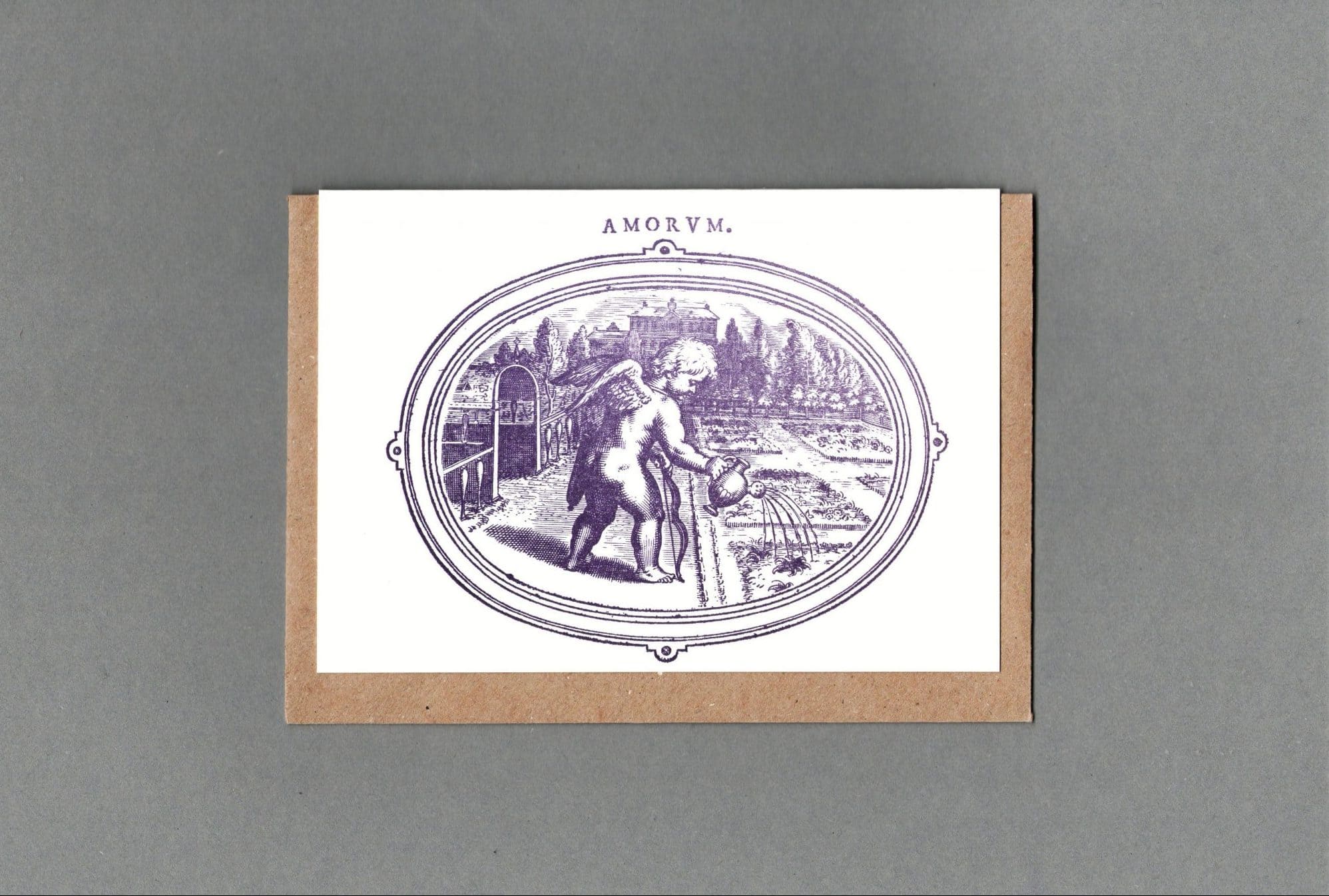Amorum Cherub Watering Garden - Letterpress Karte mit Umschlag