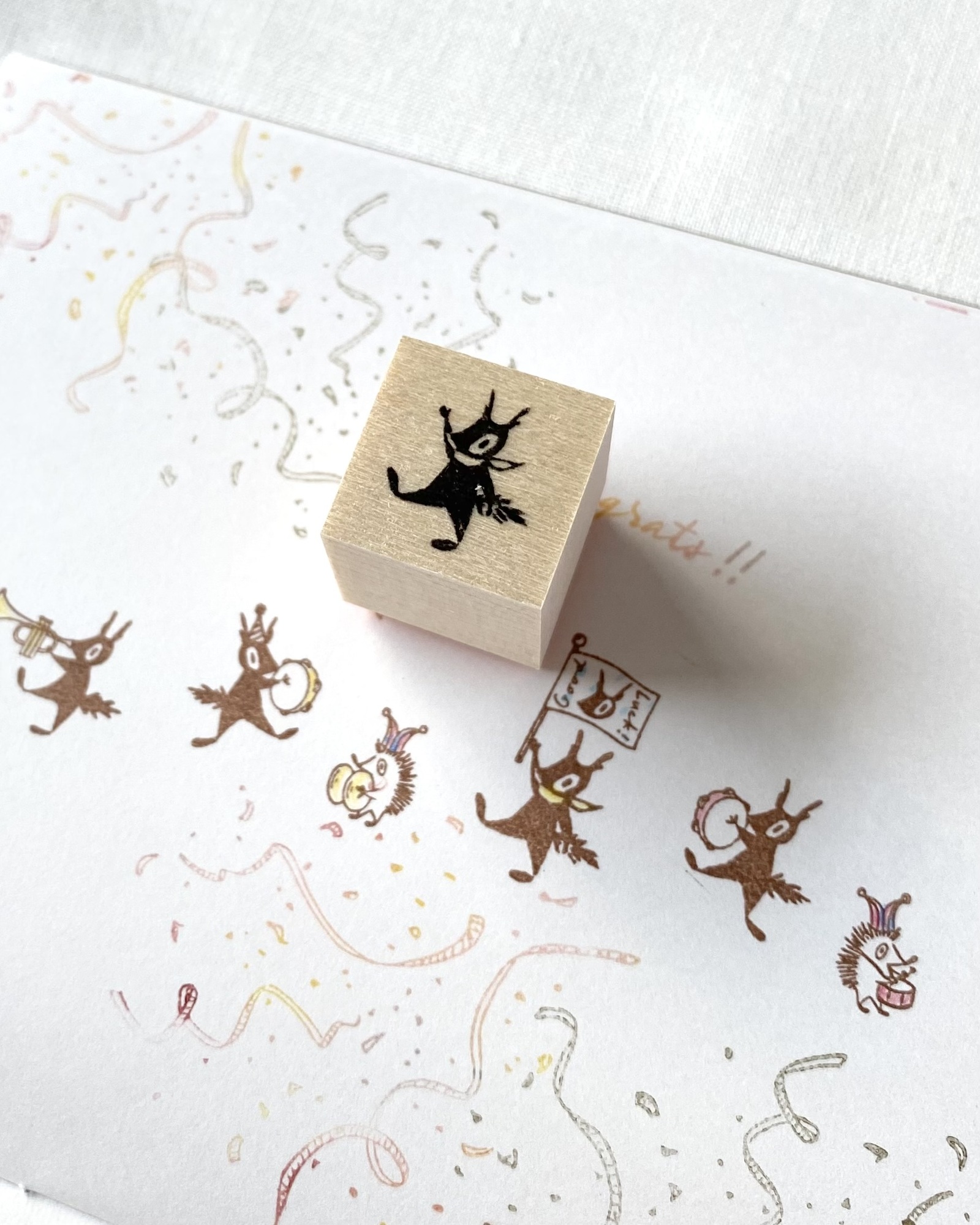 Eichhörnchen mit Halstuch - Japanischer Stempel