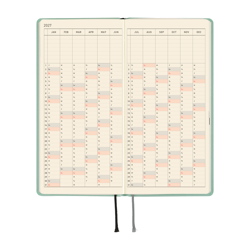 Weeks 2027 englisch – Paper Series: Frosty Jade | Hobonichi